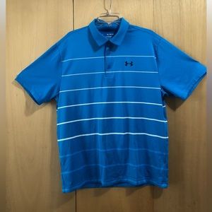 Under Armour Golf The Playoff Polo Turquoise Blue Striped Mens X-Large